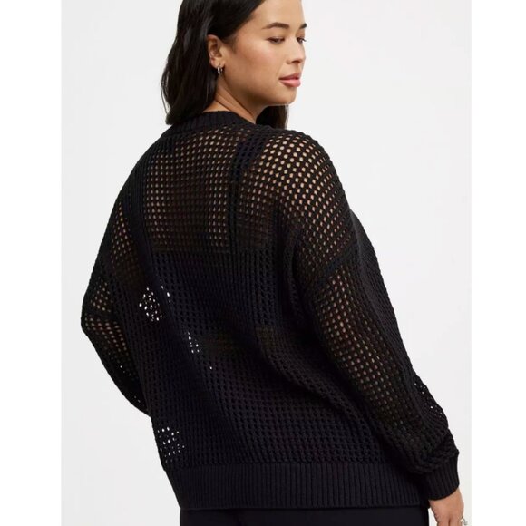 NWT Torrid 3 Black Open Stitch V-Neck Pullover Sweater 3X 22 24 - Picture 4 of 12